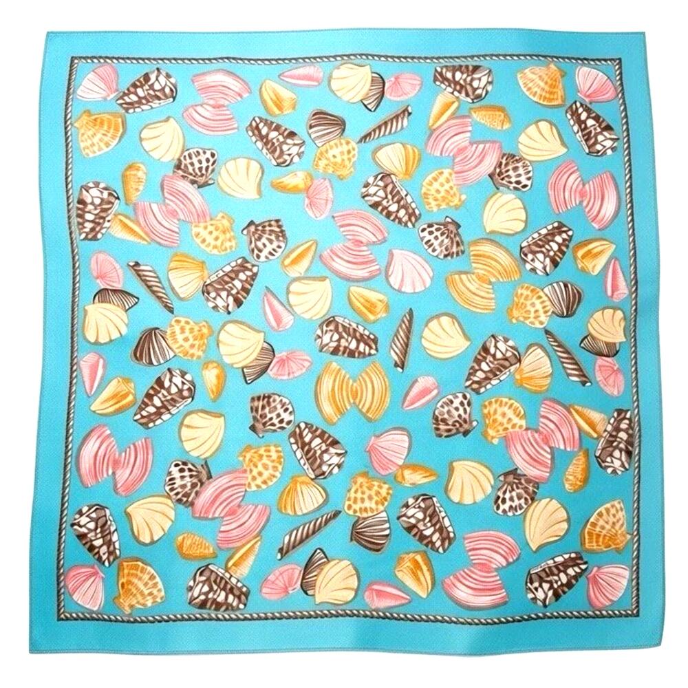 ECHO Silk Square Scarf Seashells Blue Japan Shells Colorful Coastal Beach Resort